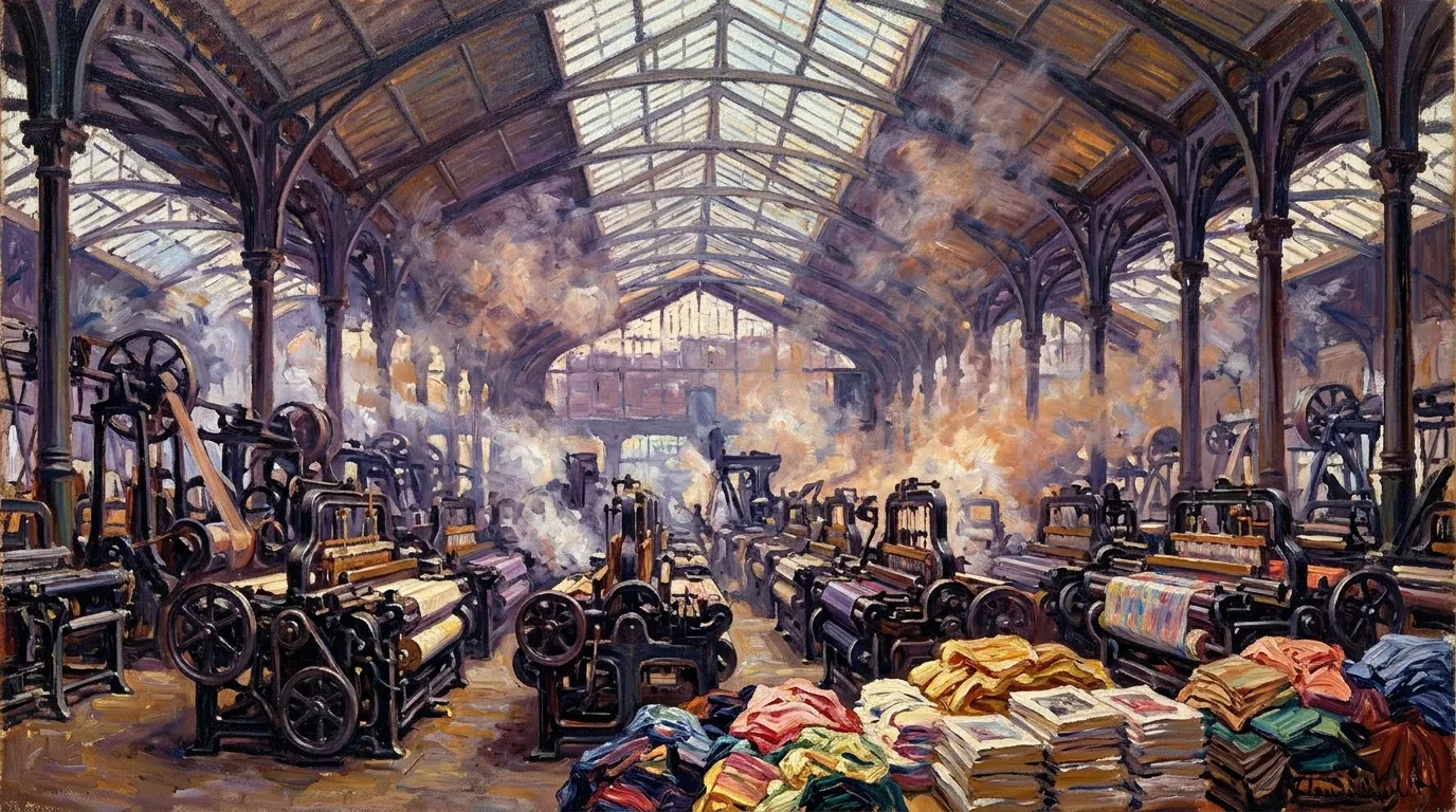 A bright riverside factory landscape representing the emerging AI agent economy